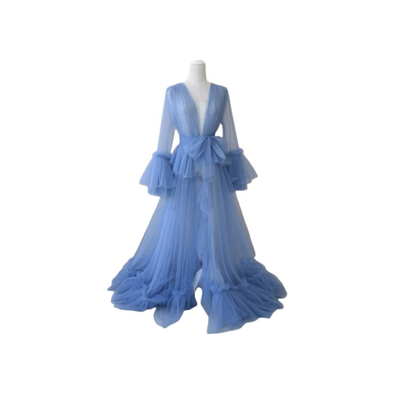 Women's Maternity Orange Mesh Dress Cosplay Costume Sweet Loose Photography Gown Evening Dress - Coscosmos