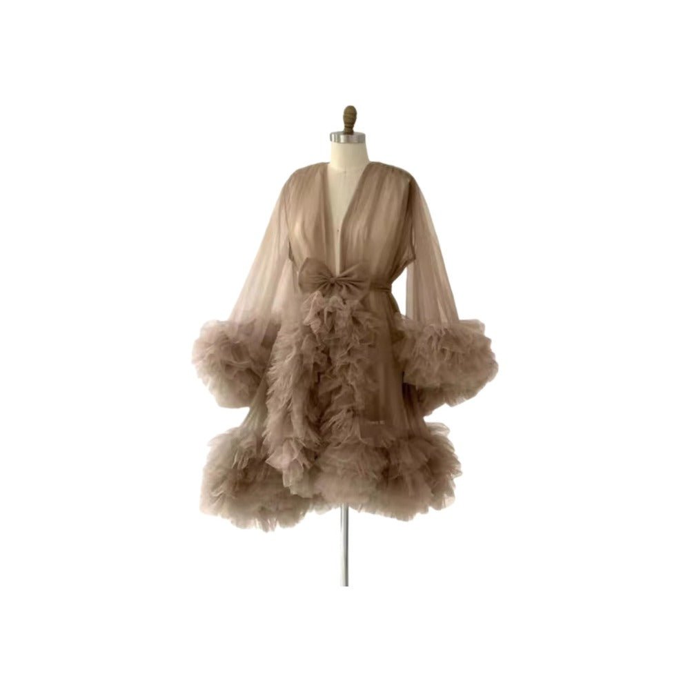 Women's Mesh Maternity Robe Dress for Pregnancy Photos Short Chiffon Skirt Available in 200+ Colors - Maternity Cosplay Costume - Coscosmos