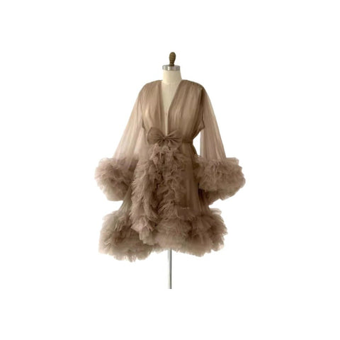 Women's Mesh Maternity Robe Dress for Pregnancy Photos Short Chiffon Skirt Available in 200+ Colors - Maternity Cosplay Costume - Coscosmos