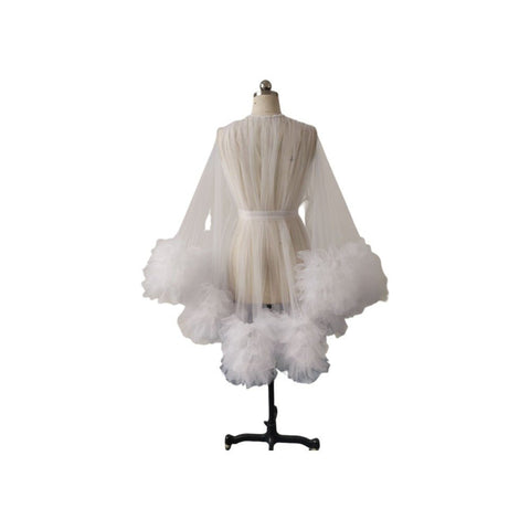 Women's Mesh Maternity Robe Dress for Pregnancy Photos Short Chiffon Skirt Available in 200+ Colors - Maternity Cosplay Costume - Coscosmos