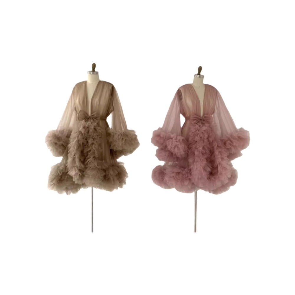 Women's Mesh Maternity Robe Dress for Pregnancy Photos Short Chiffon Skirt Available in 200+ Colors - Maternity Cosplay Costume - Coscosmos