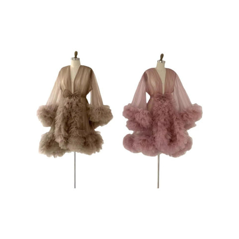 Women's Mesh Maternity Robe Dress for Pregnancy Photos Short Chiffon Skirt Available in 200+ Colors - Maternity Cosplay Costume - Coscosmos