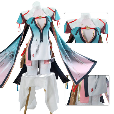 Wuthering Waves Spring Peach Female Cosplay Costume Brush Ink Slice Outfit - Coscosmos