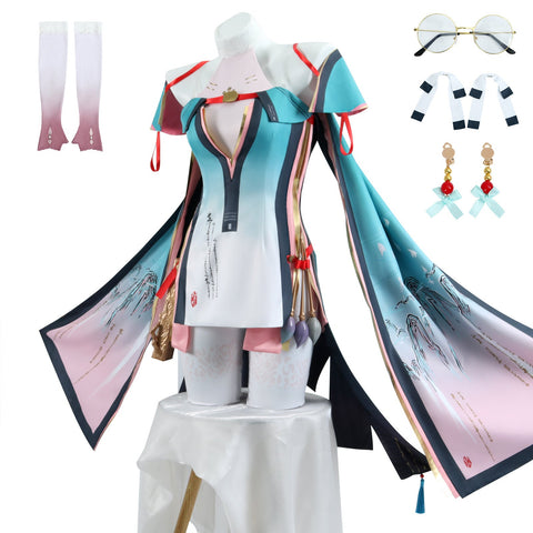 Wuthering Waves Spring Peach Female Cosplay Costume Brush Ink Slice Outfit - Coscosmos