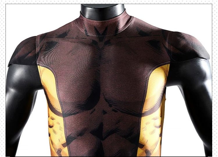 X-Men Wolverine Cosplay Costume, Brown Jumpsuit Tight Bodysuit - Coscosmos