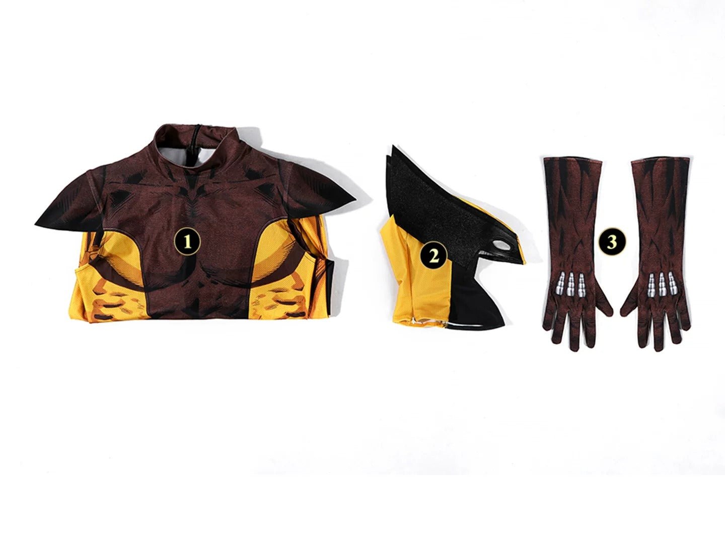 X-Men Wolverine Cosplay Costume, Brown Jumpsuit Tight Bodysuit - Coscosmos
