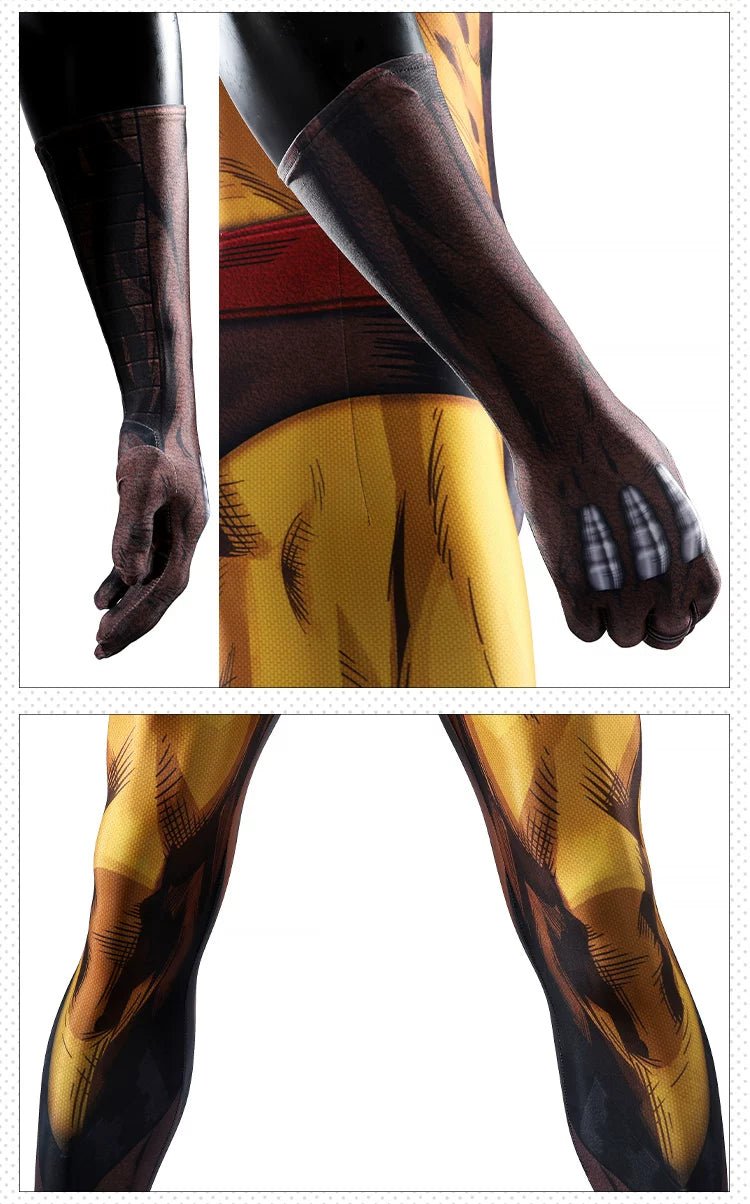 X-Men Wolverine Cosplay Costume, Brown Jumpsuit Tight Bodysuit - Coscosmos