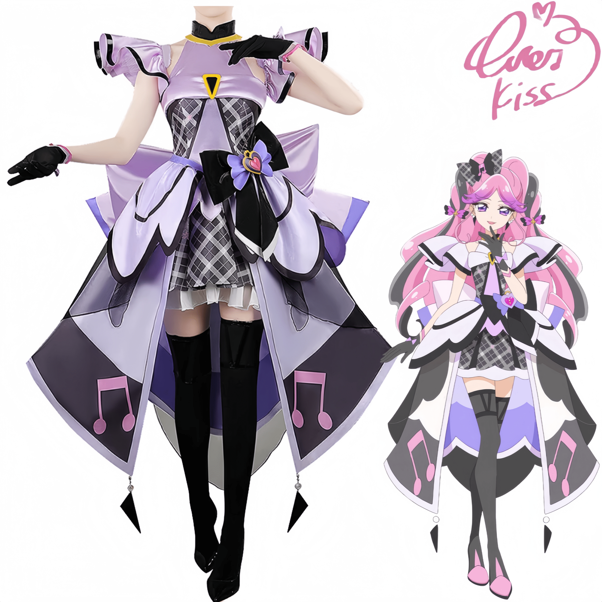 You and Idol Pretty Cure♪ Cure Kyun - Kyun Shigure Kokoro Concert Cosplay Costume - Custom Made for Perfect Fit - Coscosmos