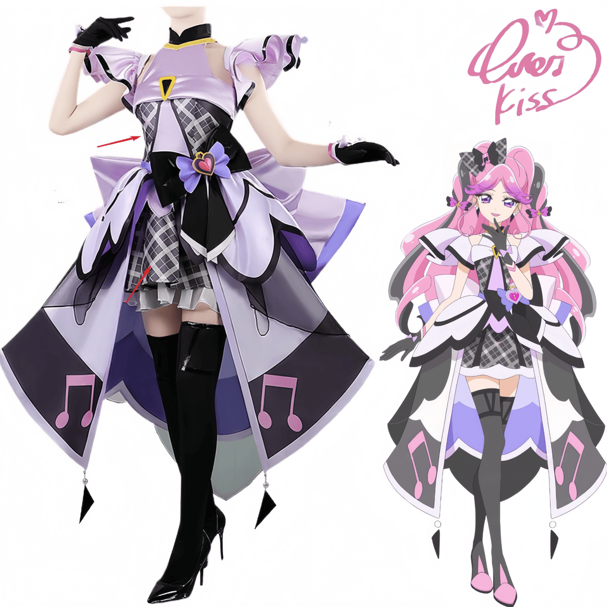 You and Idol Pretty Cure♪ Cure Kyun - Kyun Shigure Kokoro Concert Cosplay Costume - Custom Made for Perfect Fit - Coscosmos