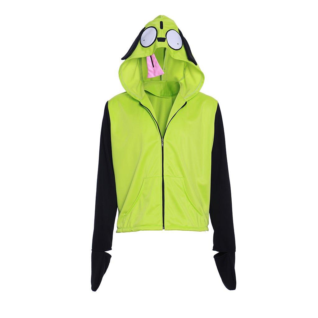 Zim Cosplay Hoodie | Invader Zim & Gir Costume Jacket | Men's Casual Zip - Up Pullover Sweatshirt | Movie & TV Series Cosplay - Coscosmos