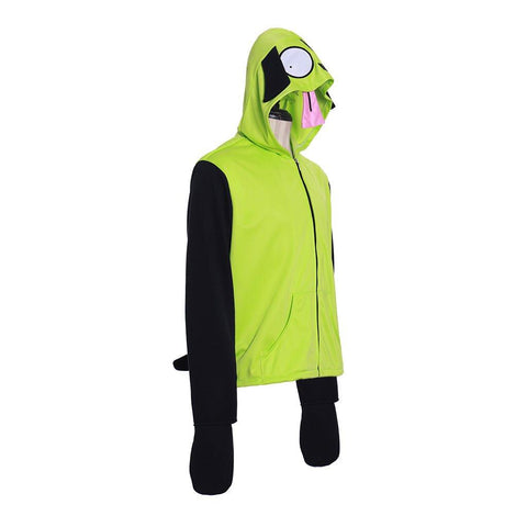 Zim Cosplay Hoodie | Invader Zim & Gir Costume Jacket | Men's Casual Zip - Up Pullover Sweatshirt | Movie & TV Series Cosplay - Coscosmos