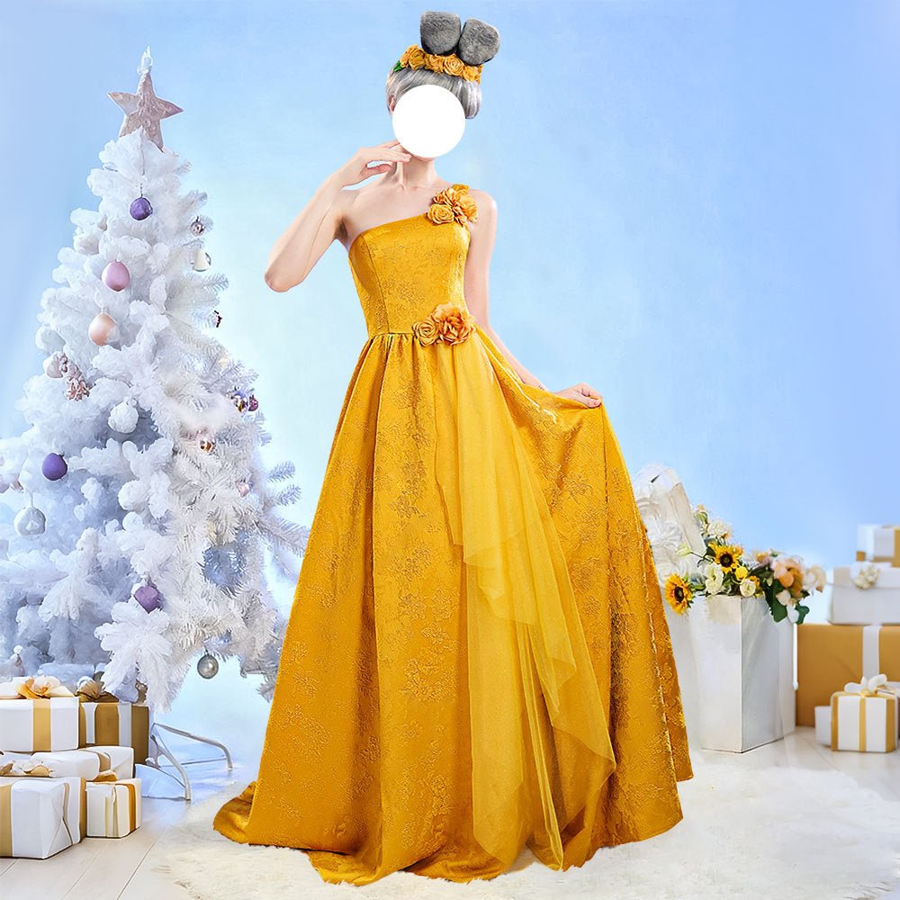 Zootopia 2 Judy Hopps Cosplay Costume Yellow Gown Dress for Halloween, Party, Stage Performances - Coscosmos