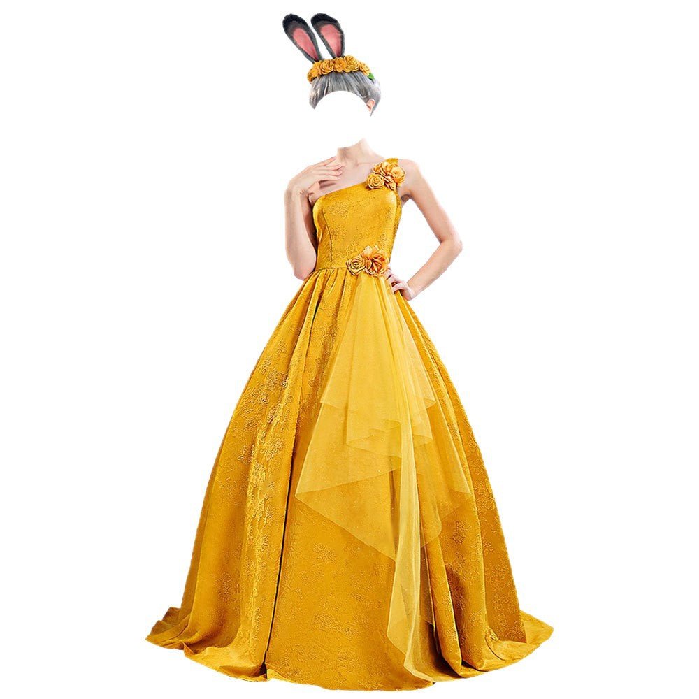 Zootopia 2 Judy Hopps Cosplay Costume Yellow Gown Dress for Halloween, Party, Stage Performances - Coscosmos