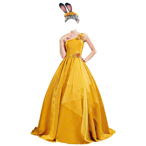 Zootopia 2 Judy Hopps Cosplay Costume Yellow Gown Dress for Halloween, Party, Stage Performances - Coscosmos