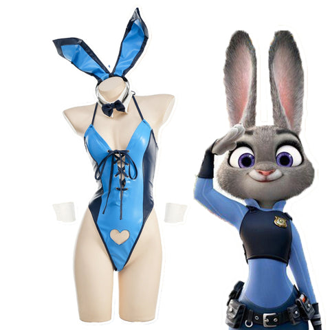 Zootopia Judy Hopps Cosplay Costume - Bunny Officer Roleplay Set with Lingerie - Coscosmos